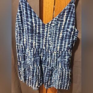 Old Navy Blue Tie-Dye Silk Tank Top